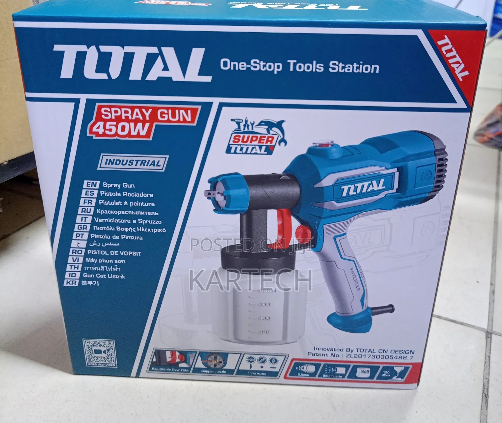 Total Portable 450w Electric Paint Sprayer Gun With 800ml Container