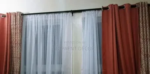 Orange Mix And Match Curtains And Plain White Window Sheers