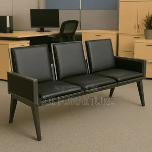 Office Bench; Three Seaters Reception Area Bench With Armrest