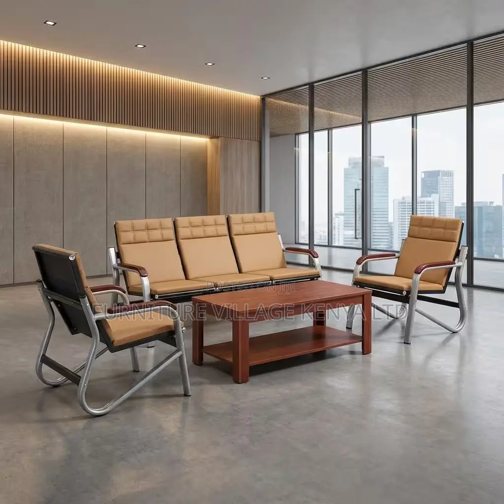 Office Sofa ; 5- Seater Leather Reception Office Sofa