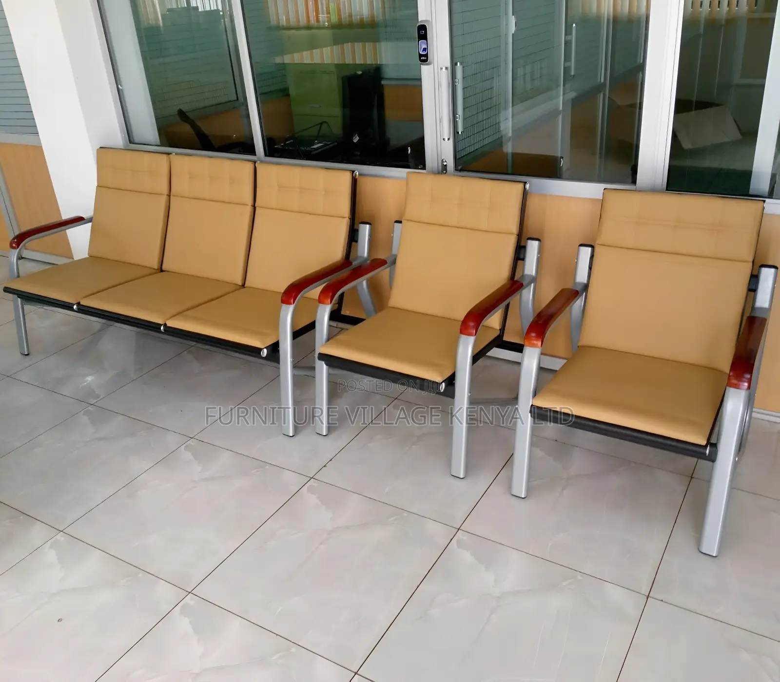 Office Sofa ; 5- Seater Leather Reception Office Sofa