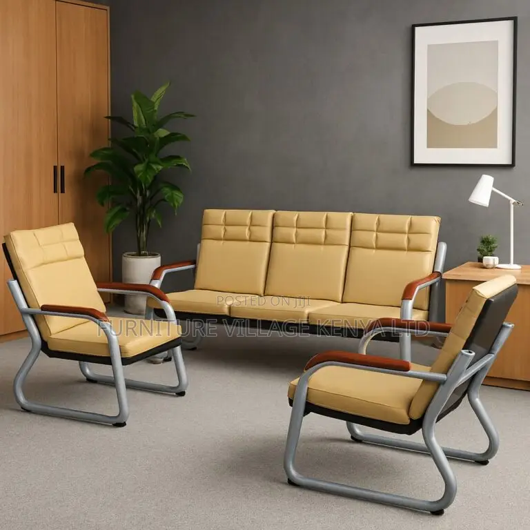 Office Sofa ; 5- Seater Leather Reception Office Sofa