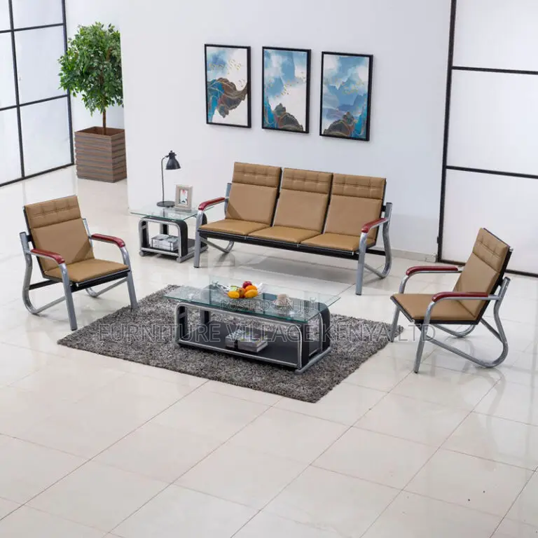 Office Sofa ; 5- Seater Leather Reception Office Sofa