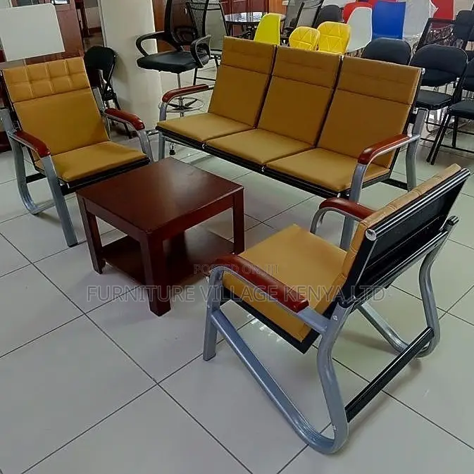 Office Sofa ; 5- Seater Leather Reception Office Sofa