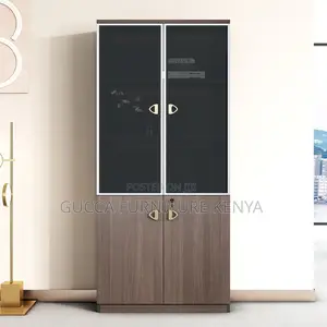 2-door Wooden Glass Front Filling Cabinet