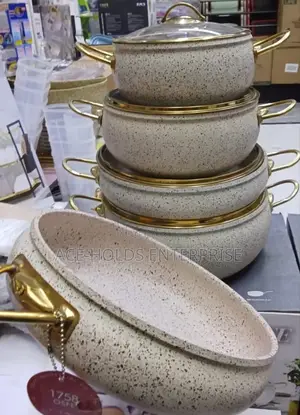 Granite Coating - 9pcs Casserole Kitchen Cookware Set With Glass Lids