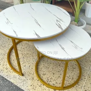 Modern White Marble Nesting Coffee Tables – 2 Piece Set