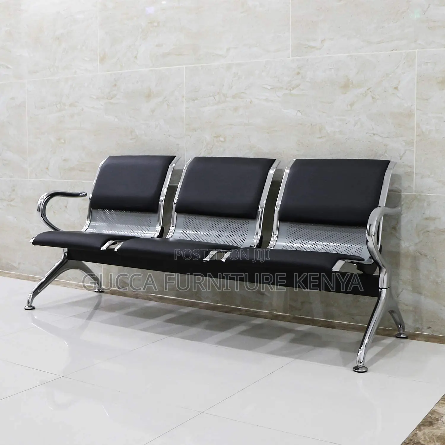3-link Padded Office Reception Waiting Bench