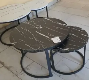 White Black Nesting Coffee Table Marble Effect