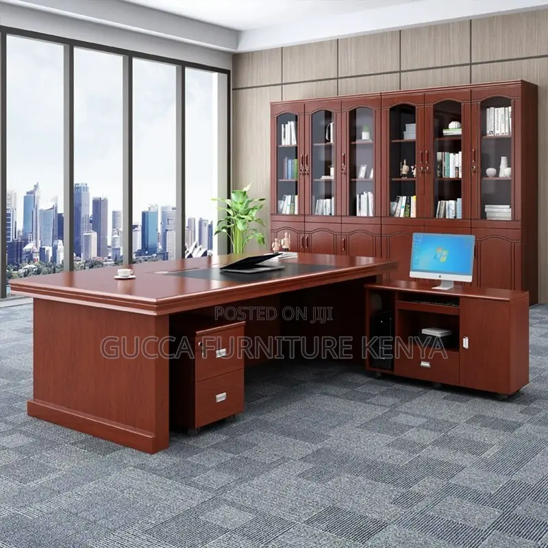 160cm Executive Mahogany L-shaped Table