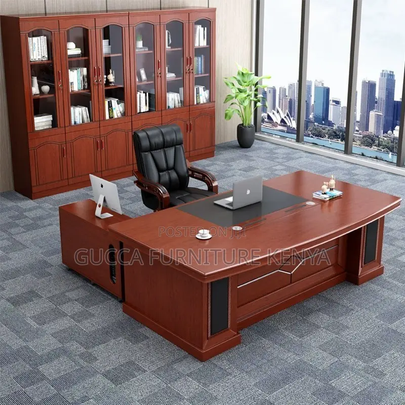 160cm Executive Mahogany L-shaped Table