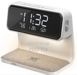 Promate Led Alarm Clock With 15w Wireless Charger