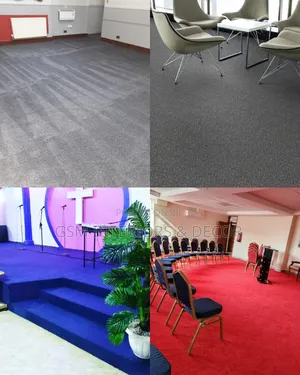 Grey, Blue and Red Office Carpets for Permanent Installation