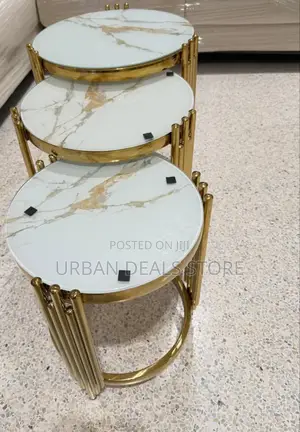 3 in 1 Executive Pure Marble Table Stylish Design