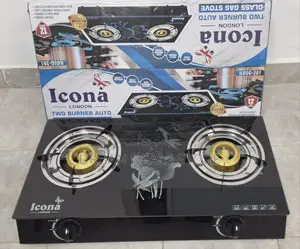 Icona 2 Burner Gas Stove Sleek Glass Top Cooker