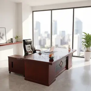 1.8m Executive Mahogany L-shaped Table