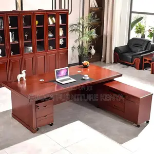 1.8m Executive Mahogany L-shaped Table