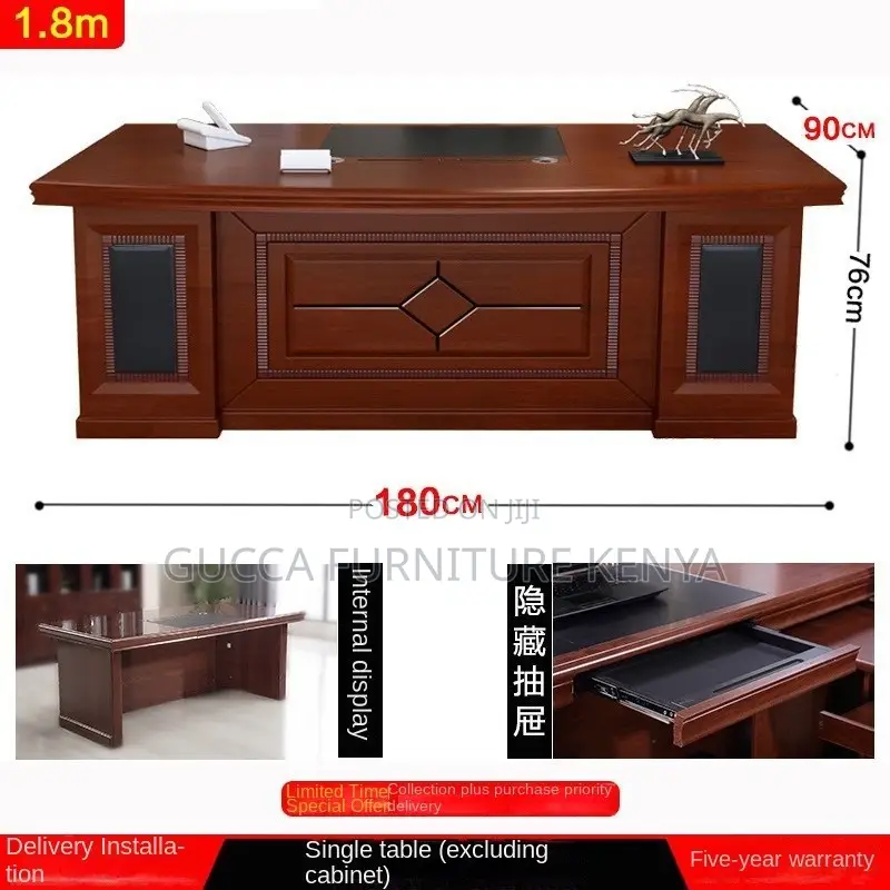 1.8m Executive Mahogany L-shaped Table
