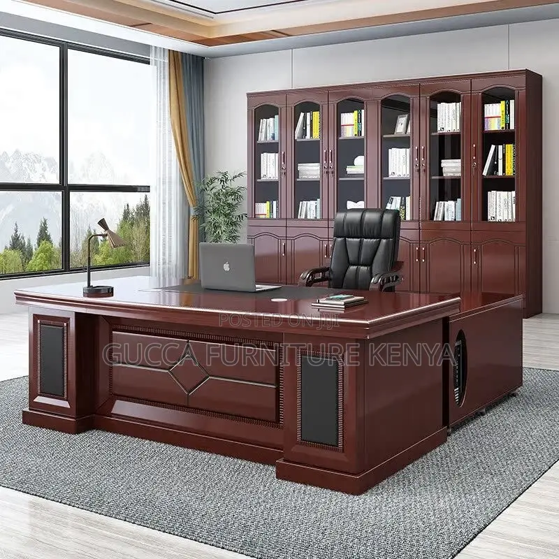 1.8m Executive Mahogany L-shaped Table