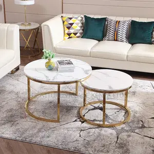 Dining Table; Round Nested Dining Table With Golden Legs