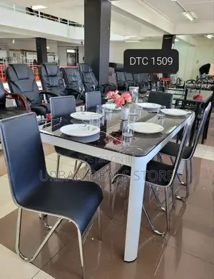 Executive Marble Glass Top Six Sitter Dinning Table
