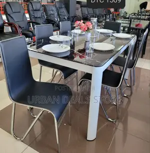 Executive Marble Glass Top 6 Sitter Dinning Table