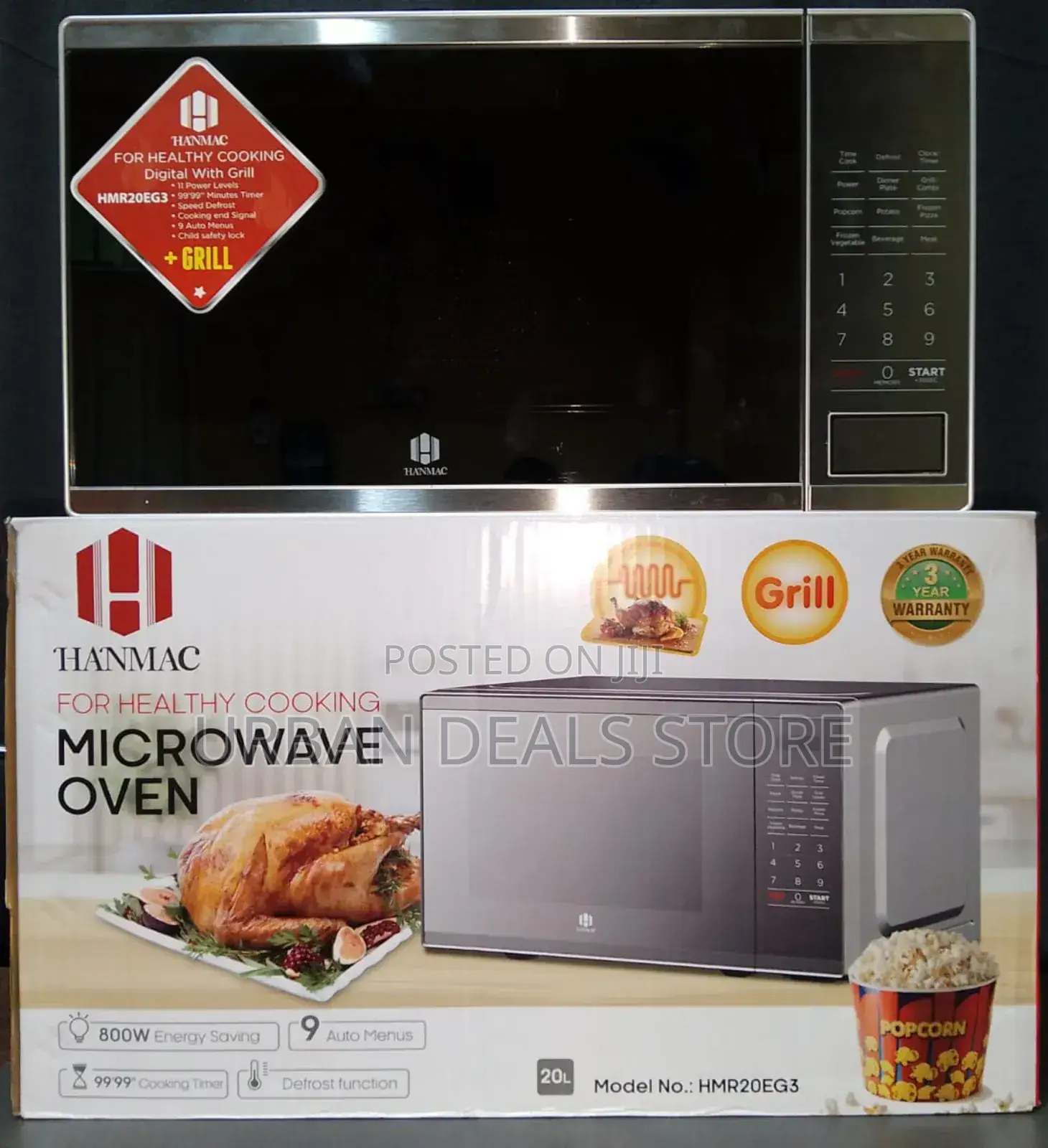 Silver Hanmac 20ltrs Digital Plus Grill Microwave (3 Years Warranty)