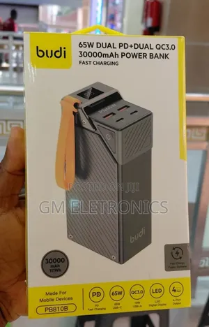Budi Pb810b 30000mah 65w Pd Fast Charging Power Bank-Black.
