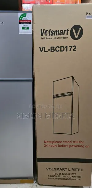 Silver Volsmart 108l Double Door Fridge – Compact, Stylish, Reliable.