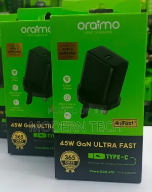 “Oraimo 45w Usb-C Pd Fast Charging Wall Adapter”