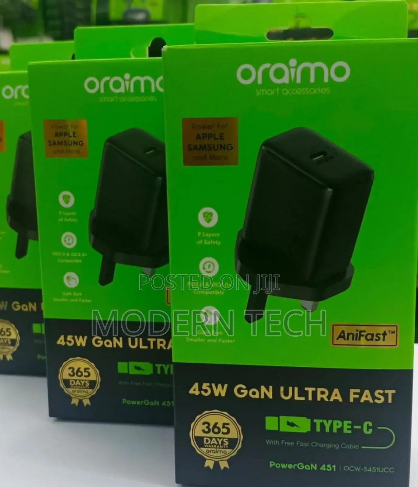 “Oraimo 45w Usb-C Pd Fast Charging Wall Adapter”