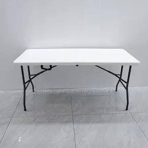Foldable Table; Modern White Rectangular Folding Plastic Table