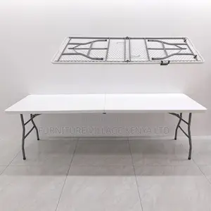 Foldable Table; Modern White Rectangular Folding Plastic Table