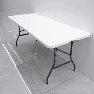 Foldable Table; Modern White Rectangular Folding Plastic Table