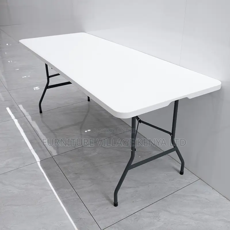 Foldable Table; Modern White Rectangular Folding Plastic Table