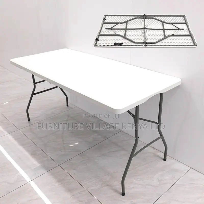 Foldable Table; Modern White Rectangular Folding Plastic Table