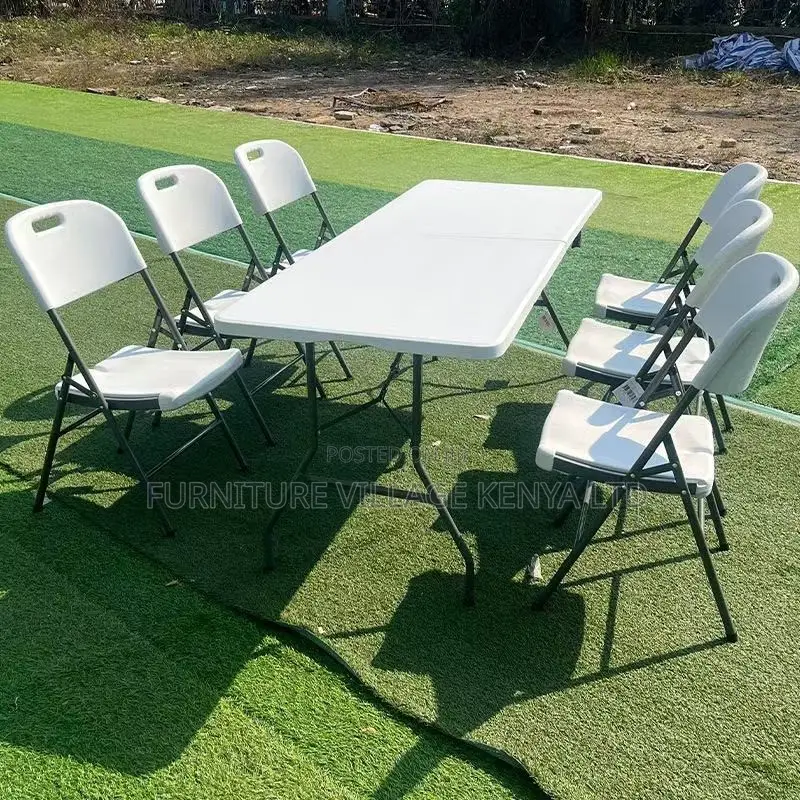 Foldable Table; Modern White Rectangular Folding Plastic Table