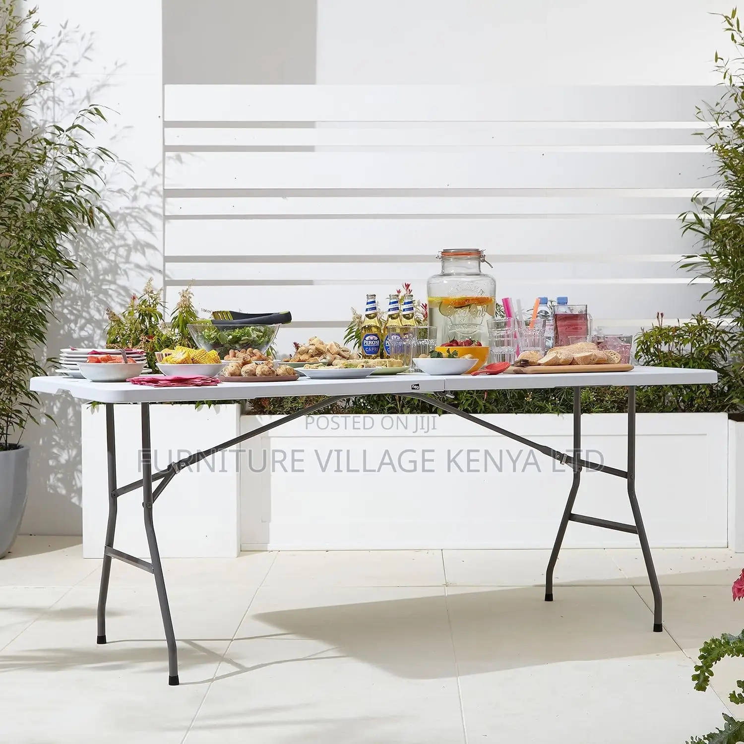 Foldable Table; Modern White Rectangular Folding Plastic Table