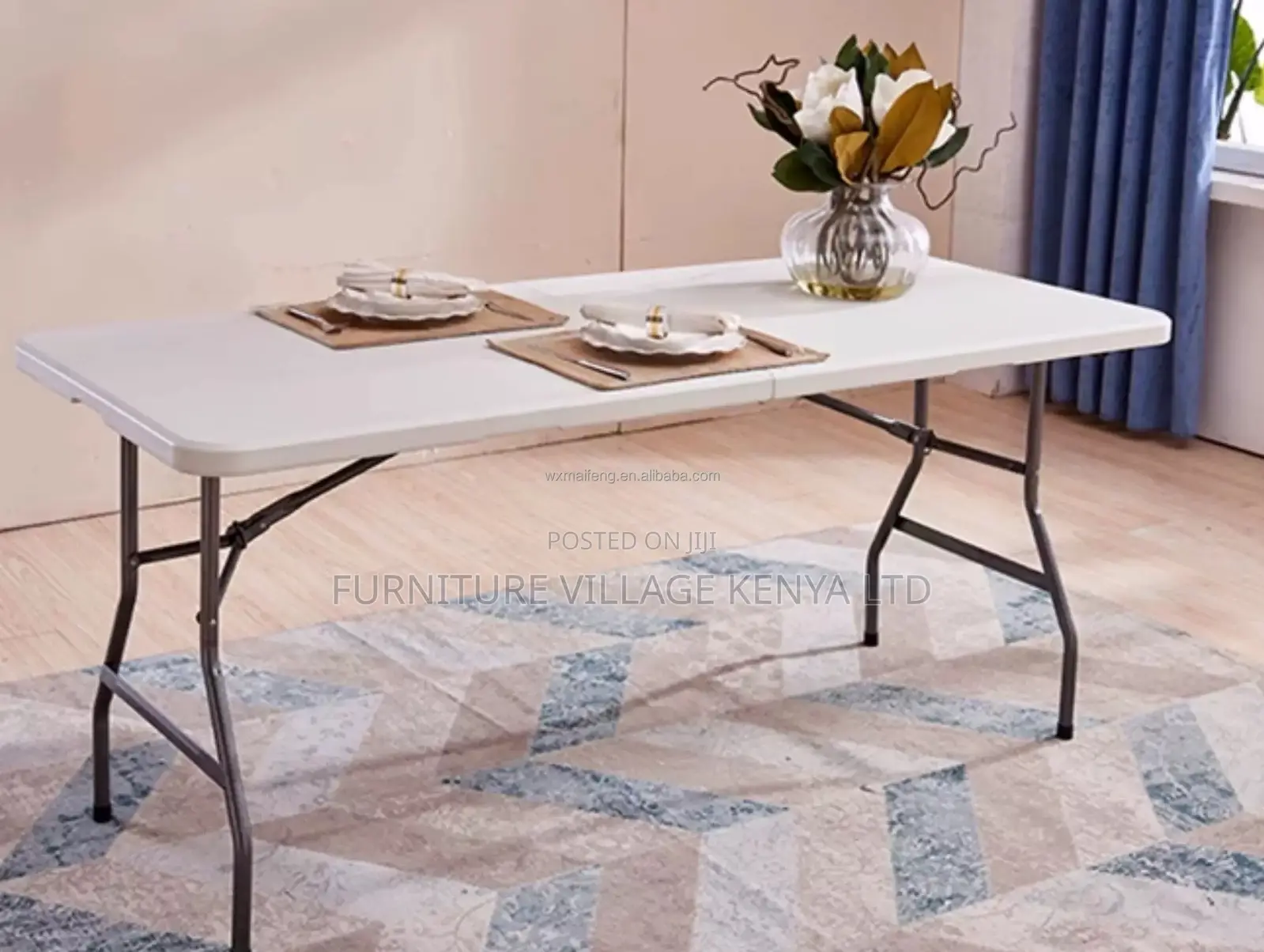 Foldable Table; Modern White Rectangular Folding Plastic Table