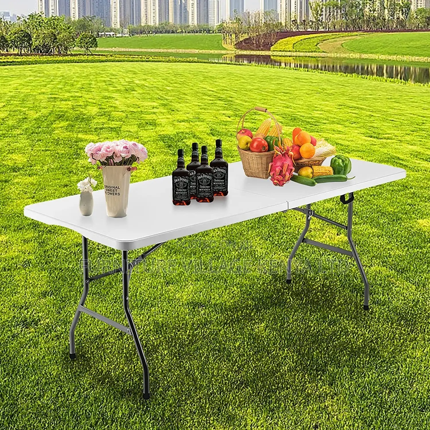 Foldable Table; Modern White Rectangular Folding Plastic Table
