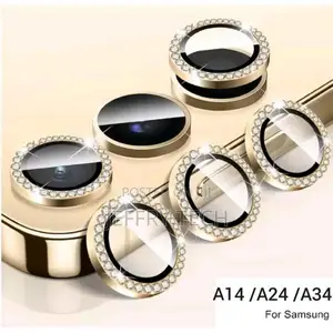 Samsung Galaxy A14 / A24 / A34 3-Piece Gold Diamond Metal Ring Camera