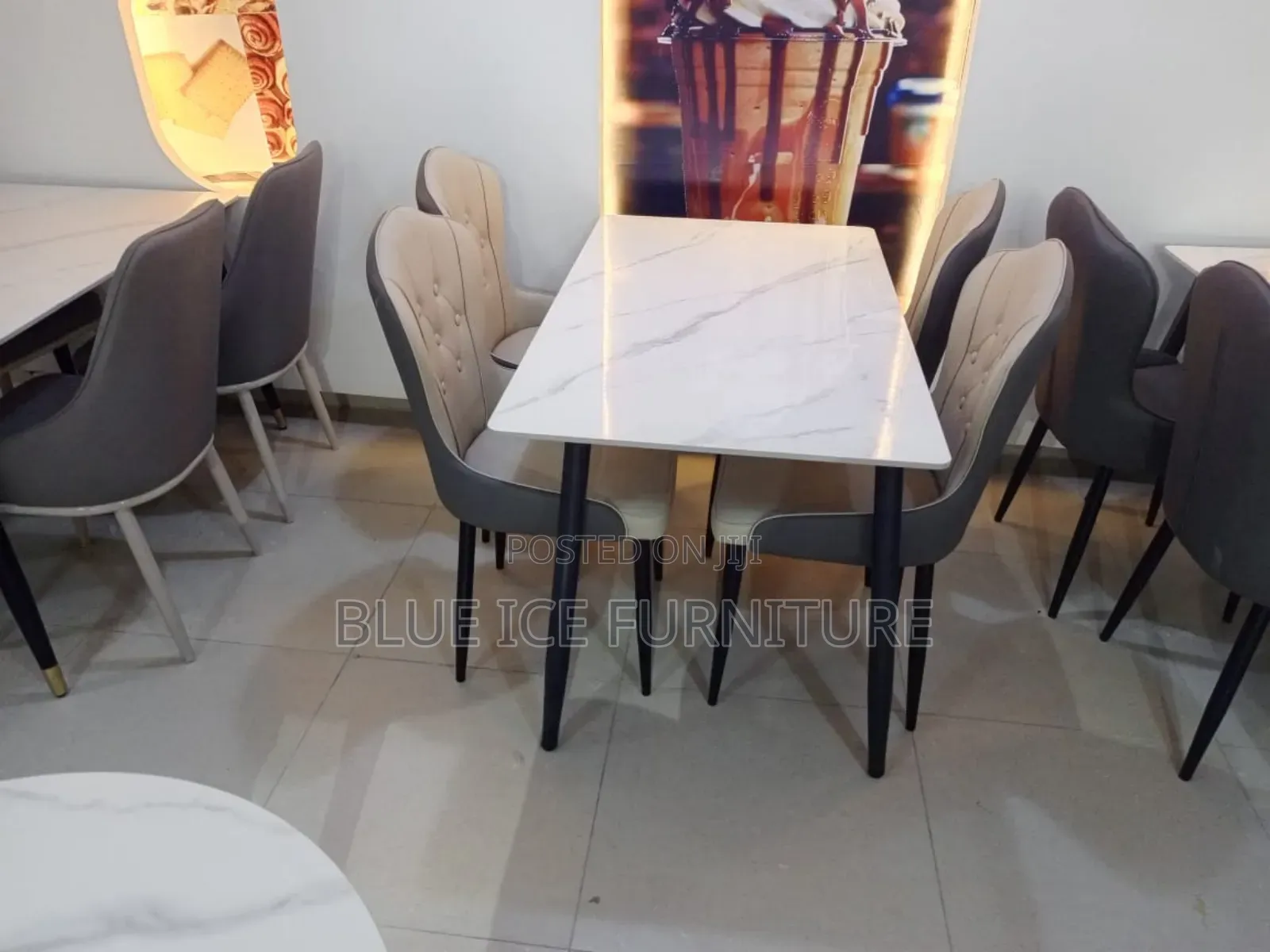 New 4 Seat Marble Dining Table and Chair