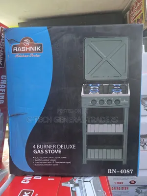 Rashnik 4 Burner Deluxe Gas Stove 
With Shelves Standing Cooker