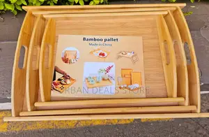 3 Pieces High Quality Handle Bamboo Serving Plates