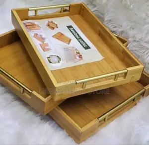 Pieces High Quality Gold Handle Strong Bamboo Serving Plates