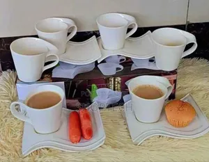 6 Pieces Wavy Milk Cup Set With Saucer Set