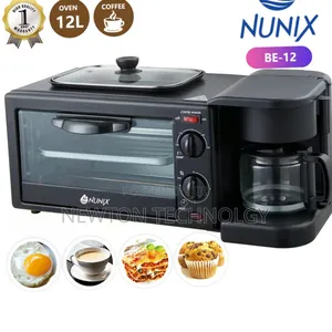 Nunix 3 in 1 Breakfast Maker; Toaster,Oven, Coffee Maker