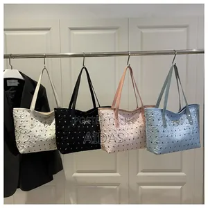 Quilted Bow Detail Faux Leather Women's Tote Bag"