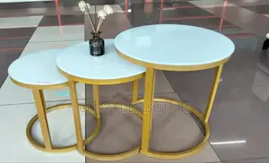 3 in 1 Executive Glass Effect Marble Table