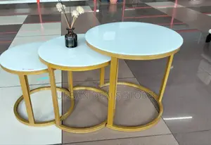 3 in 1 Executive Modern and Stylish Glass Effect Marble Table